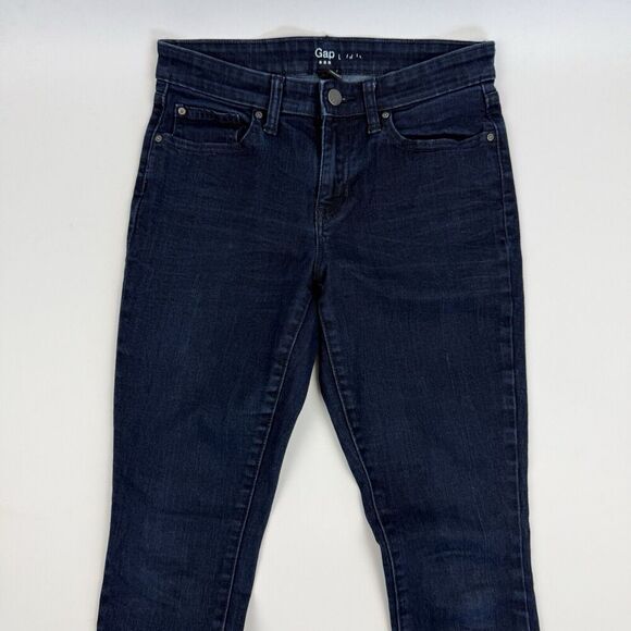 Gap Dark Wash Denim Blue Jeans Skinny Leg Ankle Cuffed 2/26 Jegging Stretch - Picture 3 of 10